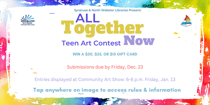 Text graphic for teen art contest with embedded URL to info packet