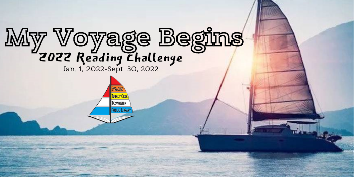 My Voyage Begins Reading Challenge Text graphic with sail boat