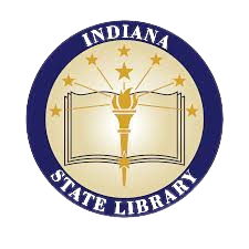 Indiana State Library logo with embedded link to their county research guides