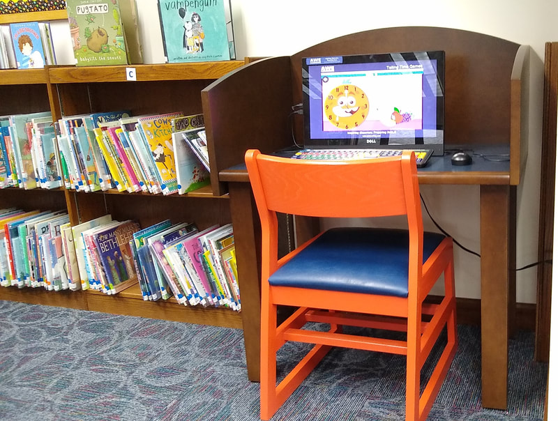 A computer in the children's department.