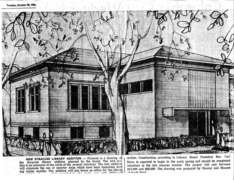 A 1963 rendering of SPL's entry remodel.